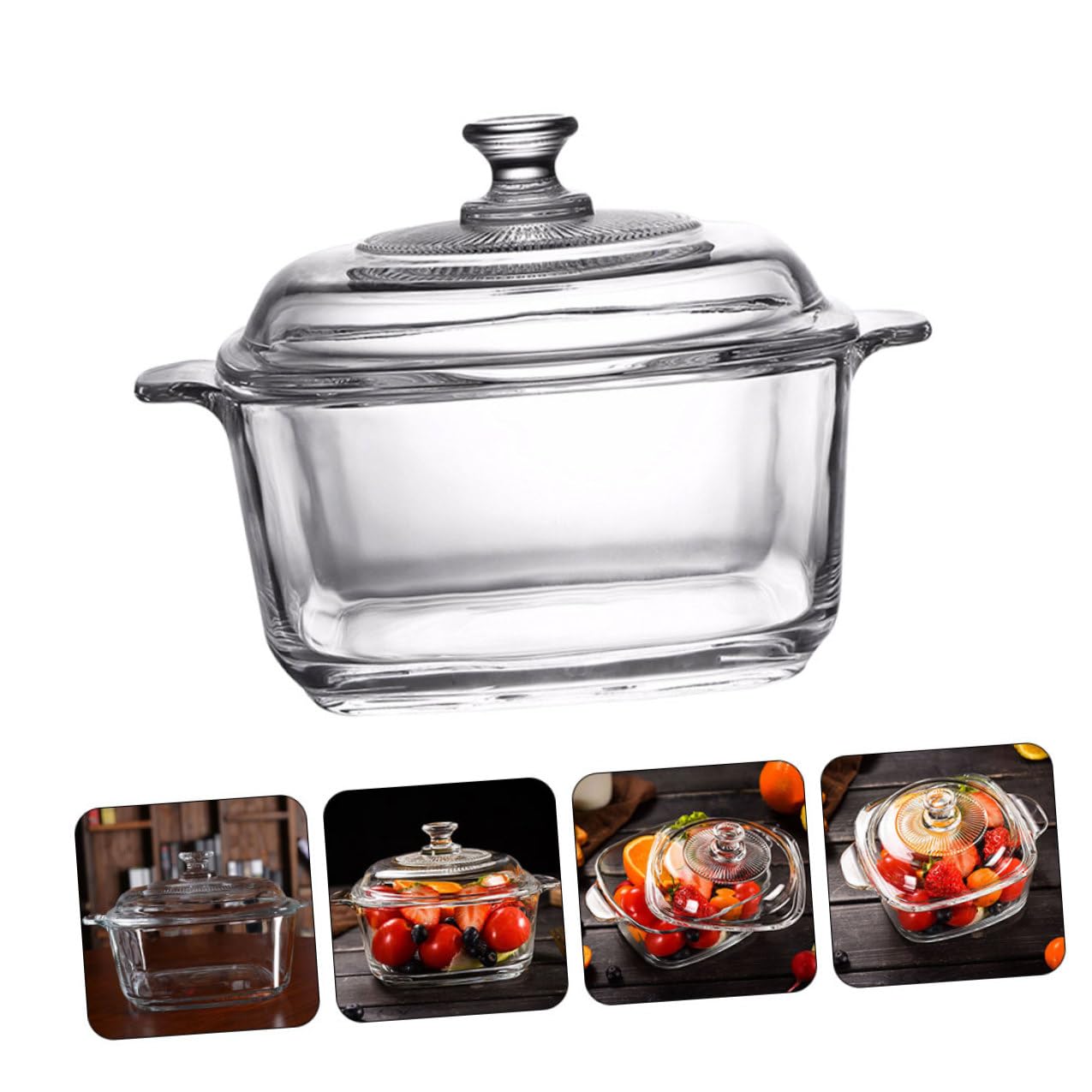 VALICLUD 1l Mikrowellengeeignete Glasschüssel mit Deckel Dickwandige Rissfeste Suppenaufbewahrungsschüssel im Kristallklaren Design für Tisch und Snackbar
