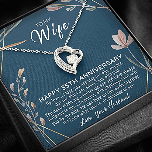 35 Year Wedding Anniversary Wife Gift – 35 Year Anniversary Necklace Gift For Wife – 35th Wedding Jewelry Gift For Her – 35th Anniversary Wedding Present – FLSG00035-42