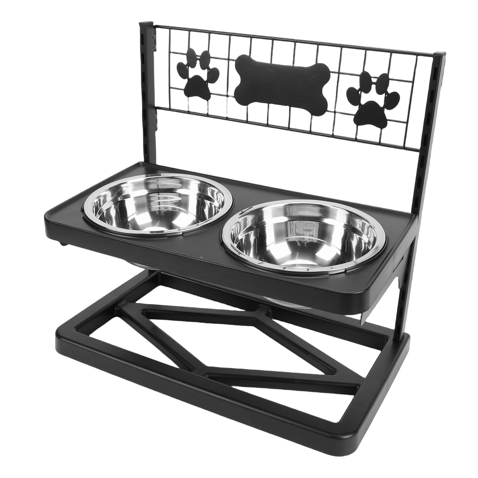 Yosoo Health Gear Soporte Elevado para Cuencos para Perros, Alimentador para Mascotas Elevado de Ajustable con 2 Cuencos de Acero Inoxidable, Estación de Alimentación de Doble Cuenco de Hierro para