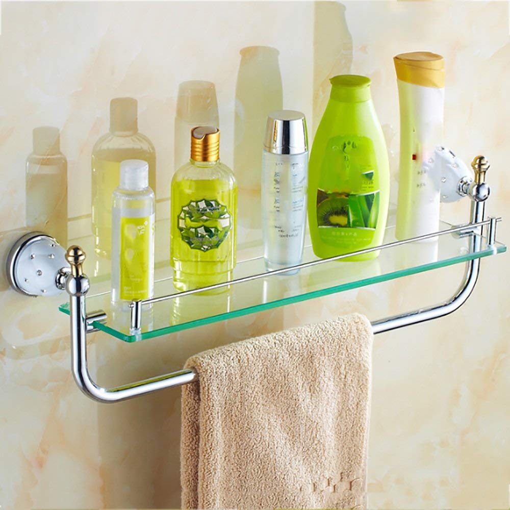 Exquisito Estantes de baño Bastidores de baño, Esquina de Ducha Marco de Vidrio Baño Porcelana Marco de Diamante Blanco Tocador de baño Baño,A