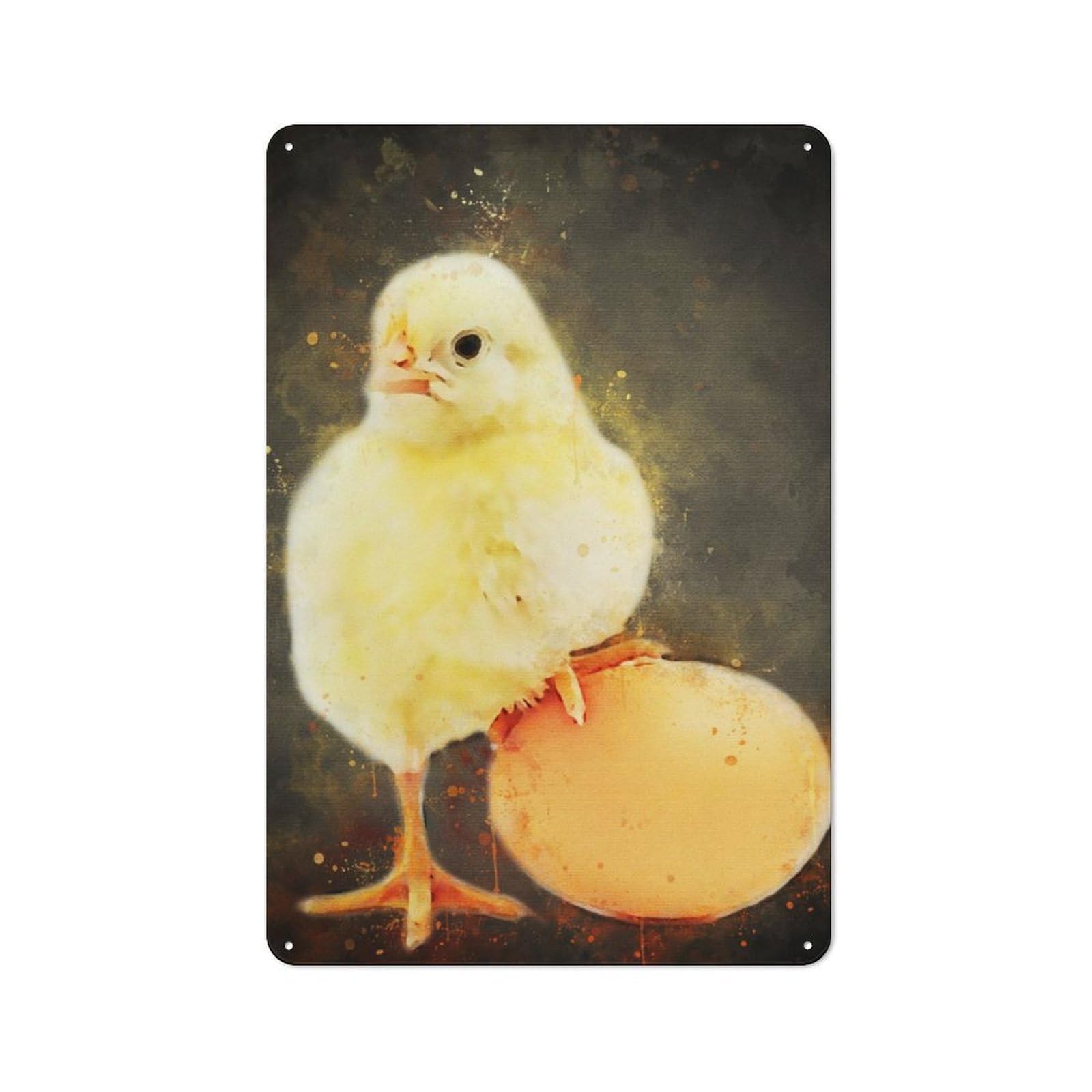 Junmoney Cute Child Chicken Retro Tin Sign 30X20cm For Garden Room Or Summerhouse, A Housewarming Gift For Garden Room Decor Fans