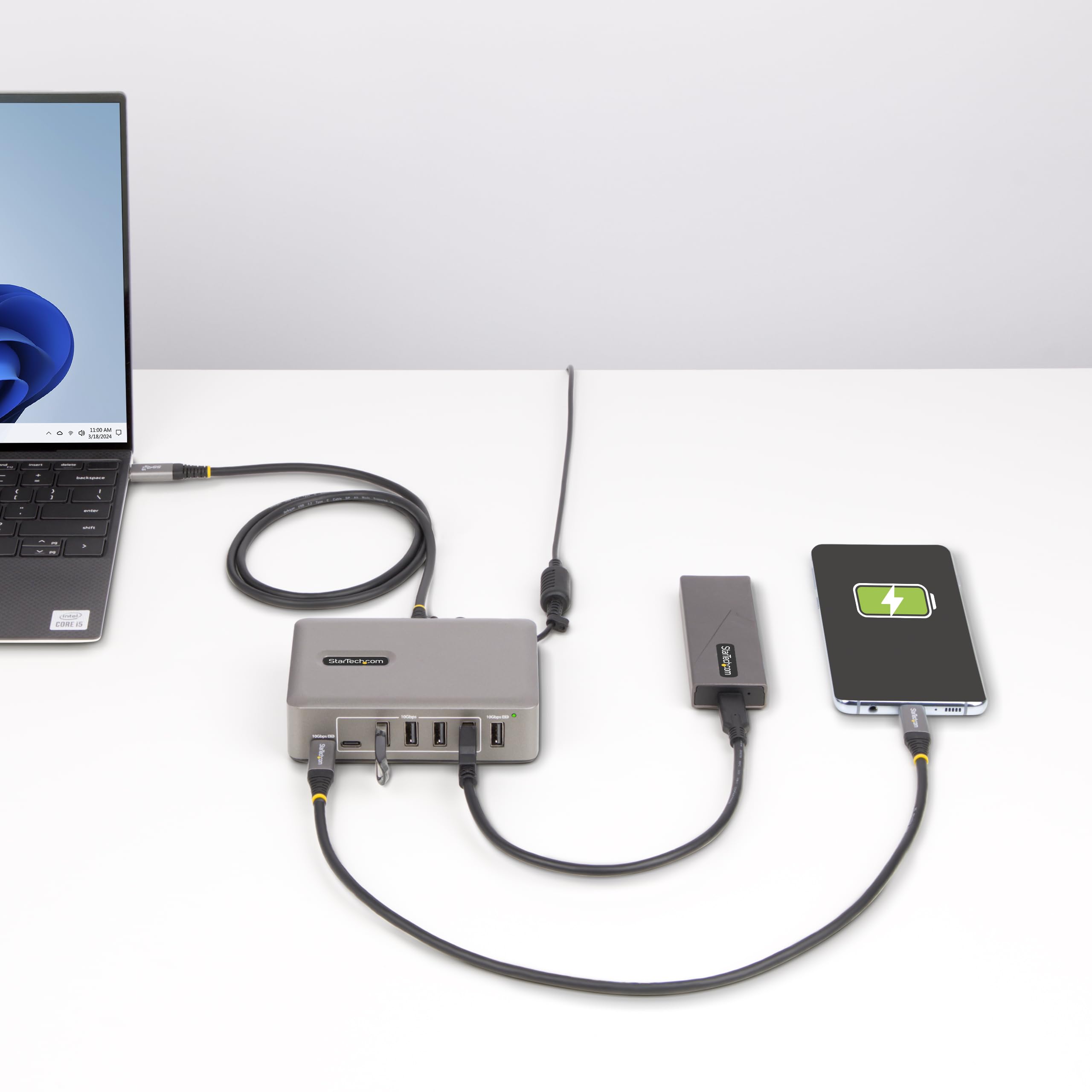 StarTech Hub USB-C 10 Porte 10Gbps 65W Autoalimentato (10G8A2CS-USB-C-HUB) | USB 3.1, Cavo Certificato USB-IF da 1m, Multipresa USB-C
