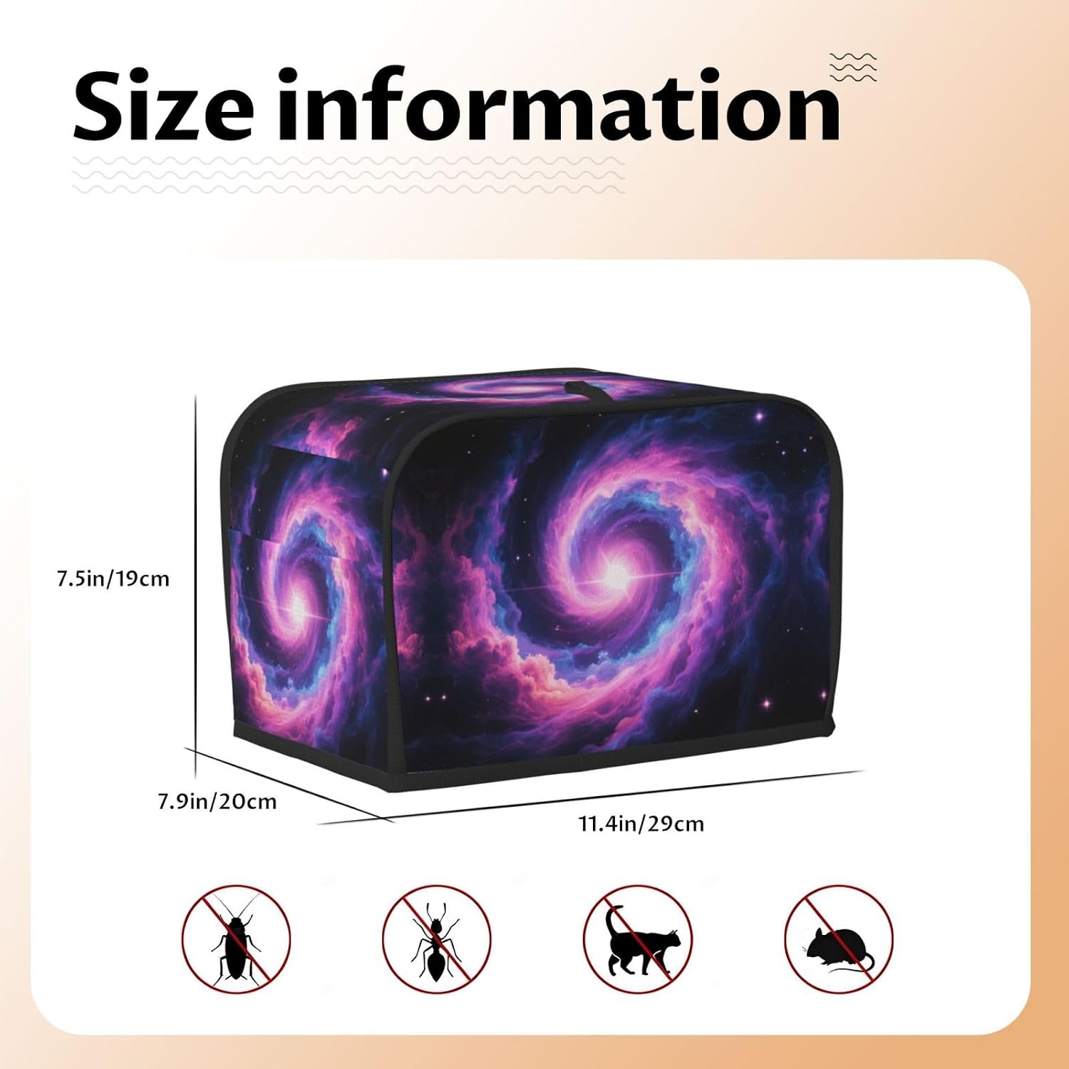 Nebula Galaxy Toaster Cover 2 Slice, Waterproof Bread Machine Covers with Pockets Universal Size Kitchen Small Appliance Cover with Handle, Dust and Fingerprint Protection