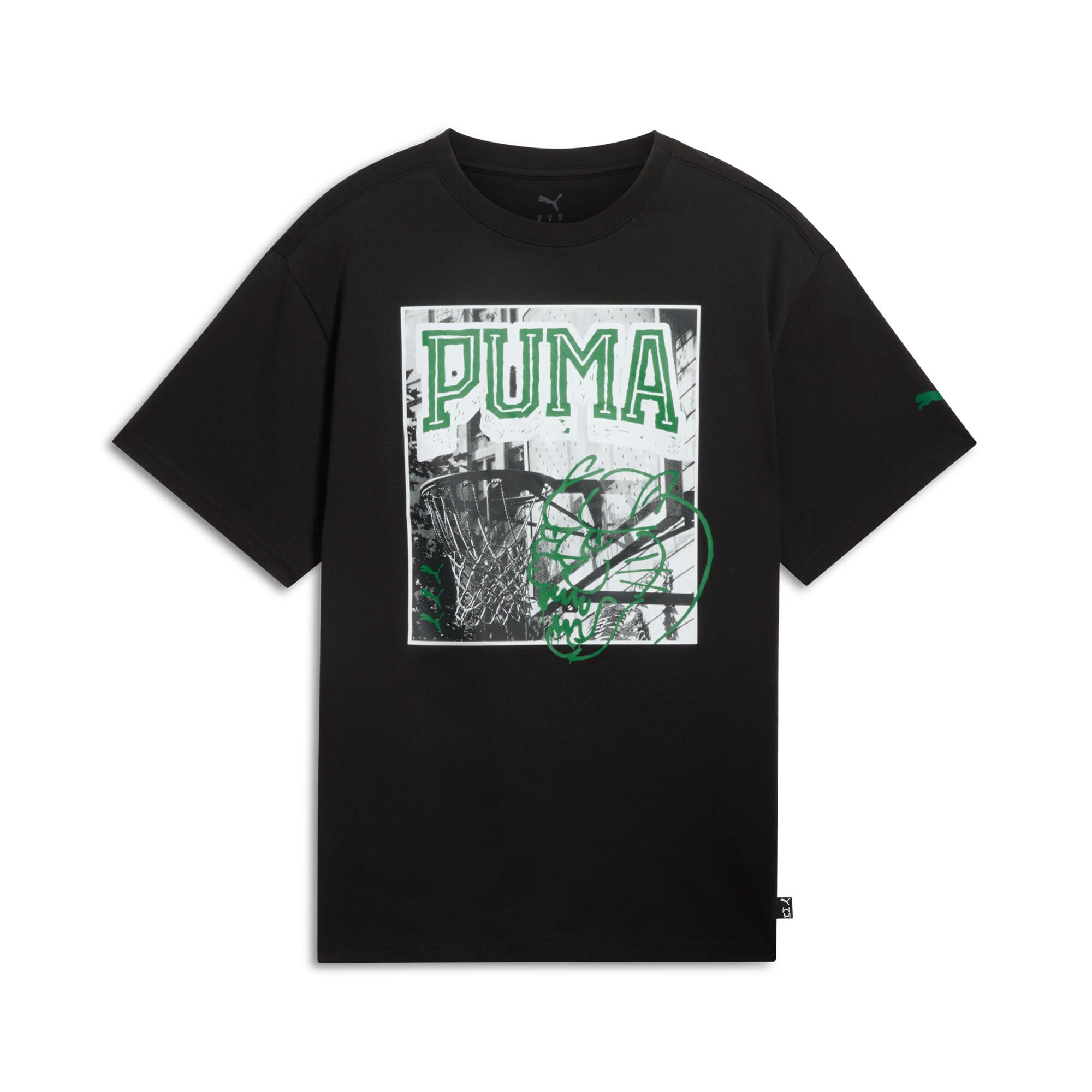 PUMA Men's Graphic T-Shirt (Available in Big and Tall Sizes), Hoops Energy Puma Black Ss25, Medium