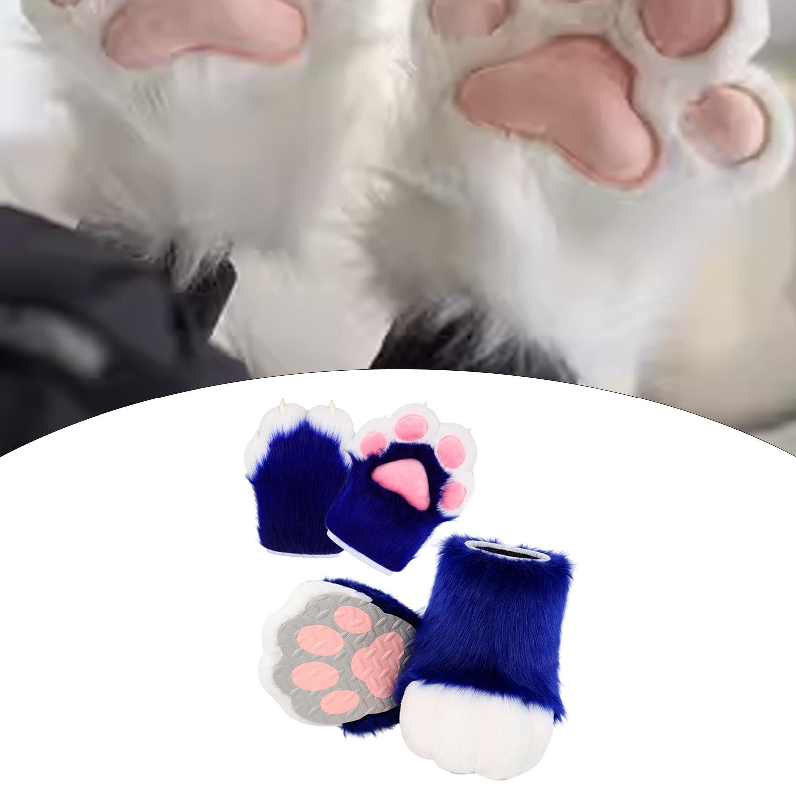 UGPLM Cosplay Animal Paws Fursuit for Women Gloves for Holiday Role Playing Masquerade: Dark Blue