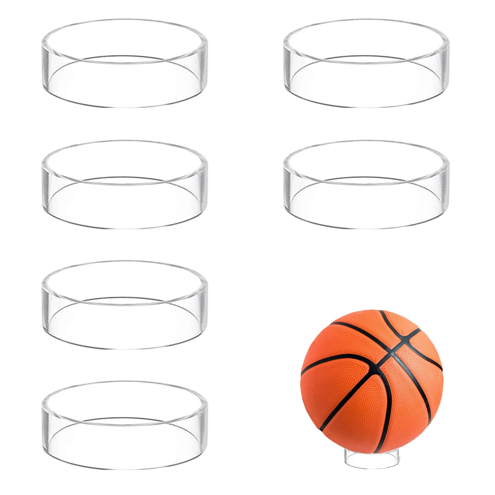 Supporto per Sfere Supporto, 6 Pezzi Espositori in Acrilico Trasparente Contenitore, per Esporre Pallacanestro, Calcio e Pallavolo