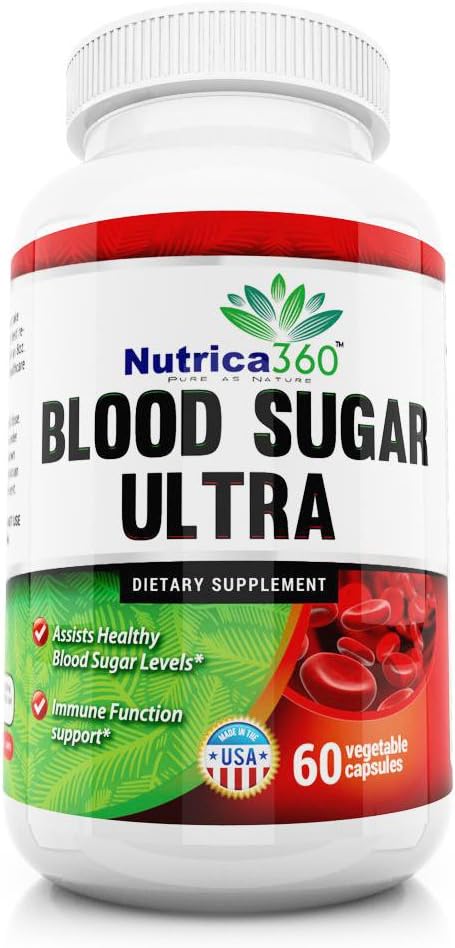 Nutrica360 Blood Sugar Ultra - Assist in Helping The Pancreas for Good Blood Sugar - Promotes Cardiovascular Health - Helps Maintain a Healthy Immune System