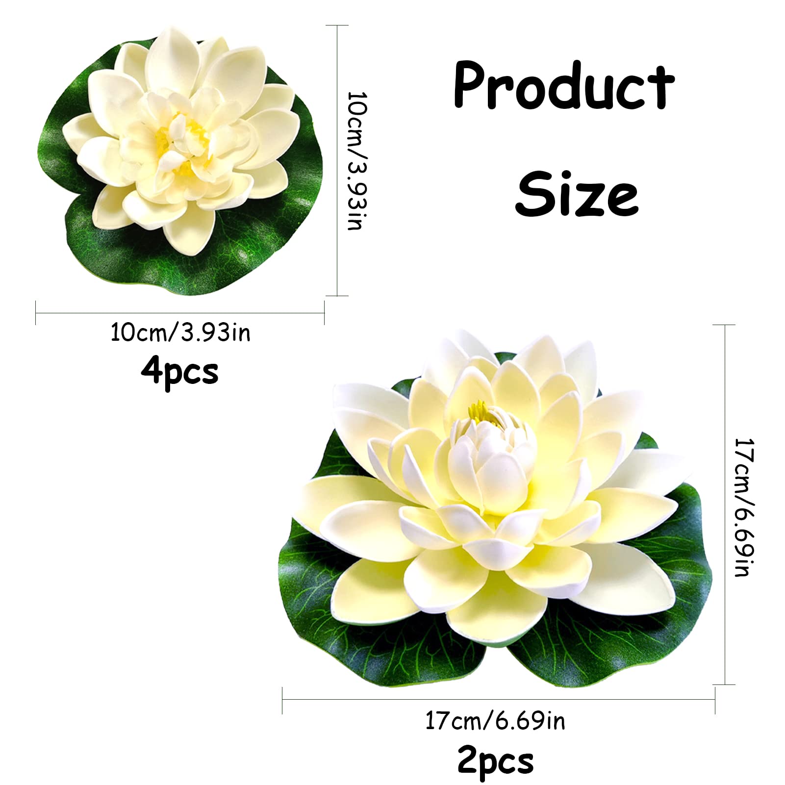 Fiori di Loto Artificiali, 6PCS Fiore Galleggiante per Laghetti, Piscina e Acquario - Piante Decorative per Giardino