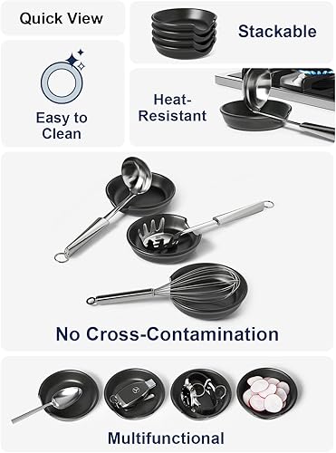 Miniatura 2 de LE TAUCI Soporte de cuchara de cerámica, soporte de cuchara de 4.8 pulgadas para estufa, soporte para cuchara para encimera de cocina, soporte