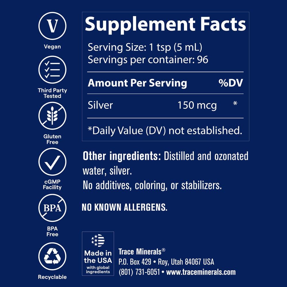 Trace Minerals Colloidal Silver Liquid Supplement, 16 oz — Amazon image 3