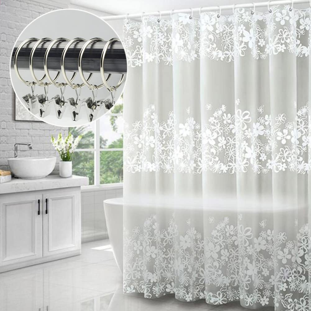 30 Anelli Per Tende Con Clip - Metallo, Diametro 50mm, Per Tende E Docce, Scorrevole E Resistente