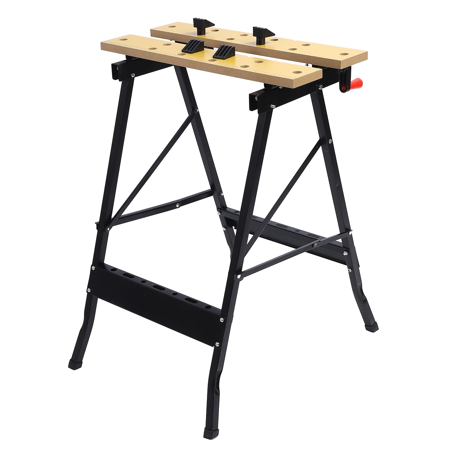 Mesa de Trabajo Plegable, Marco de Acero con Mordazas de MDF, Banco de Trabajo Portátil para Taller, Carga de 220 LB, Superficie de Sujeción Ajustable para Talleres, Reparación, Pintura,