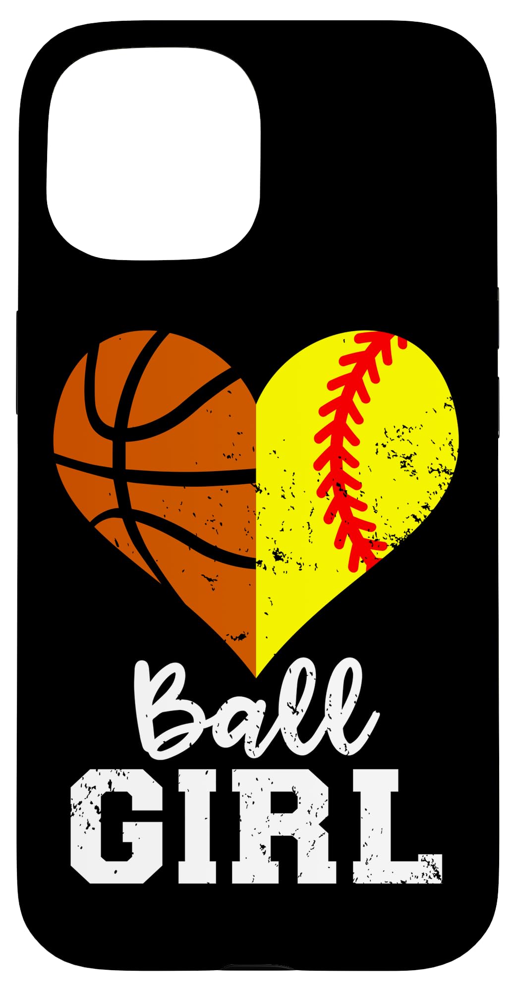 Ball Girl Heart Funny Softball Basketball Girl Case for iPhone 15