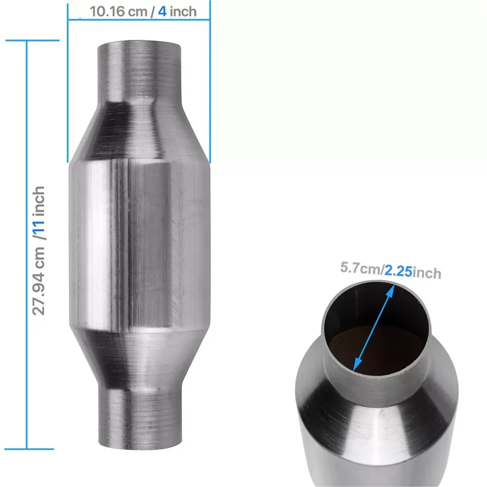 Uniwersalny katalizator z wlotem/wylotem 2" /2,25"/2,5"/3" Uniwersalny katalizator samochodowy, czysty sportowy układ wydechowy, 400 ogniw, Euro 1, stal nierdzewna Katalizator spalin | 2.25 inch 400 Cells