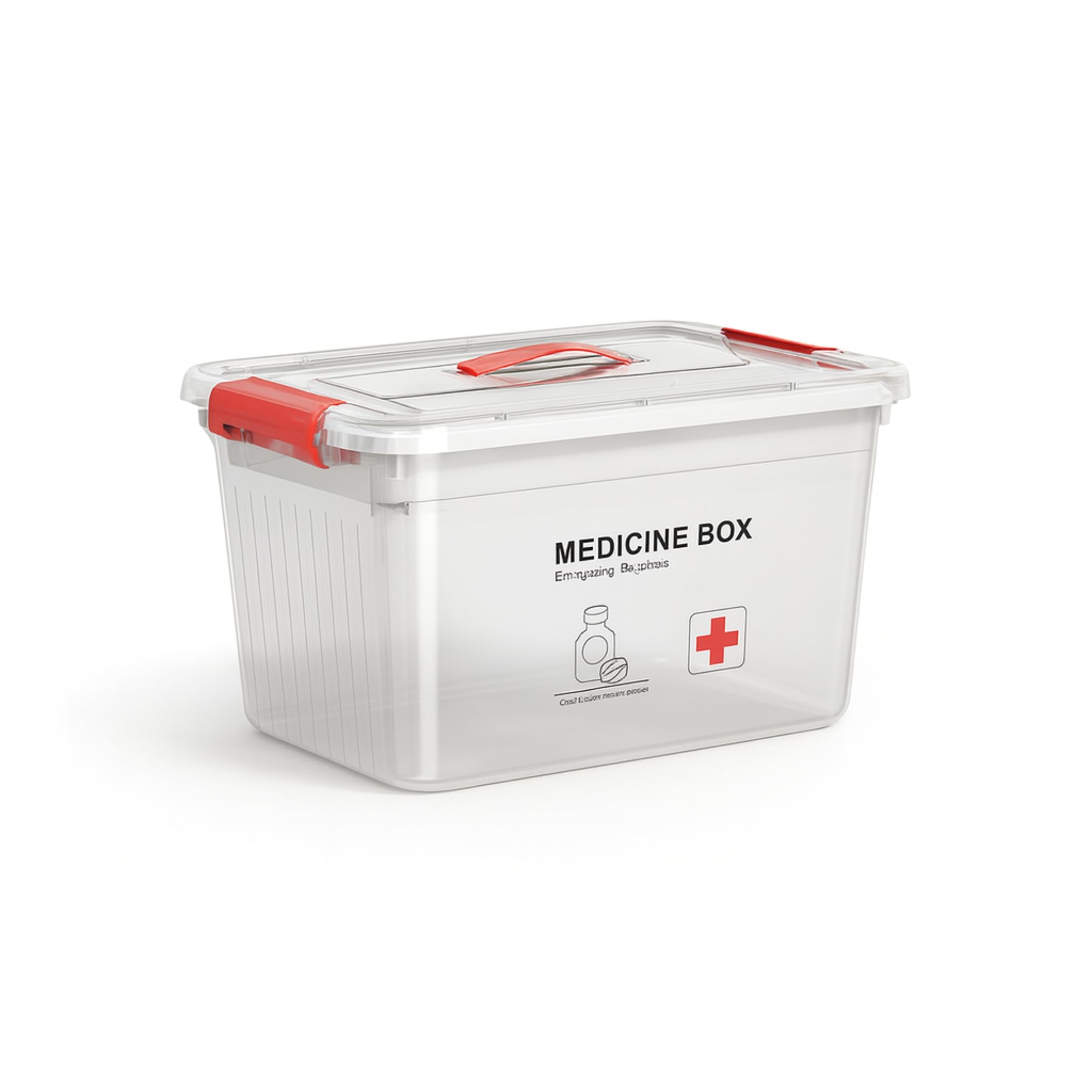 KiZY Plastic Medicine Storage Box | First Aid Box | Family Emergency Kit | Portable, Lockable Container for Medicine (Transparent, Small : 29 X 21 X 16CM)-picture-31