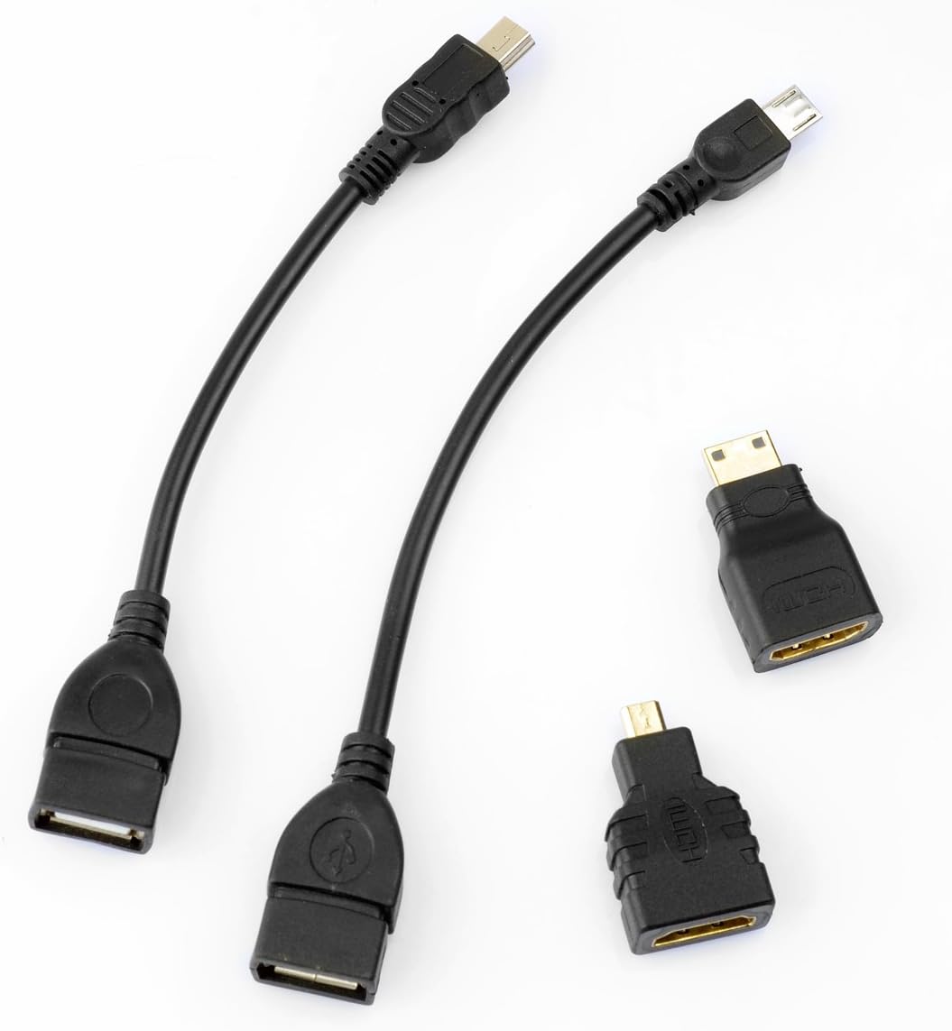 Jomaxzon Android Tablet Cable Adapter Set-micro USB Otg,Mini USB Otg,Hdmi Female to Micro Hdmi Male,hdmi Mini-enabled Devices to Standard Hdmi