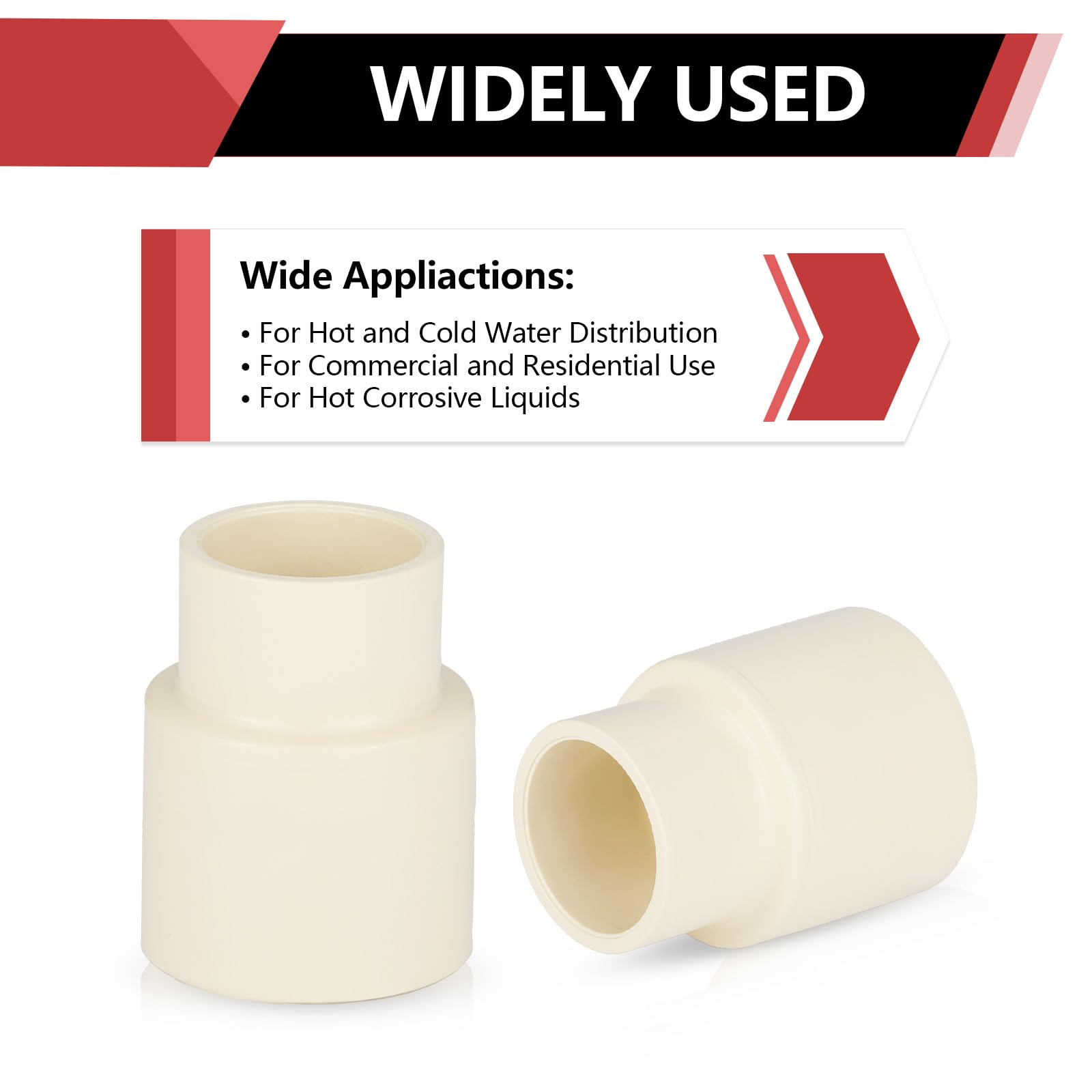 EFIELD - 100 raccordi per tubi in PVC da 1" x 3/4", accoppiamento antiscivolo (presa), per impianti idraulici di acqua calda e fredda, 100 pezzi