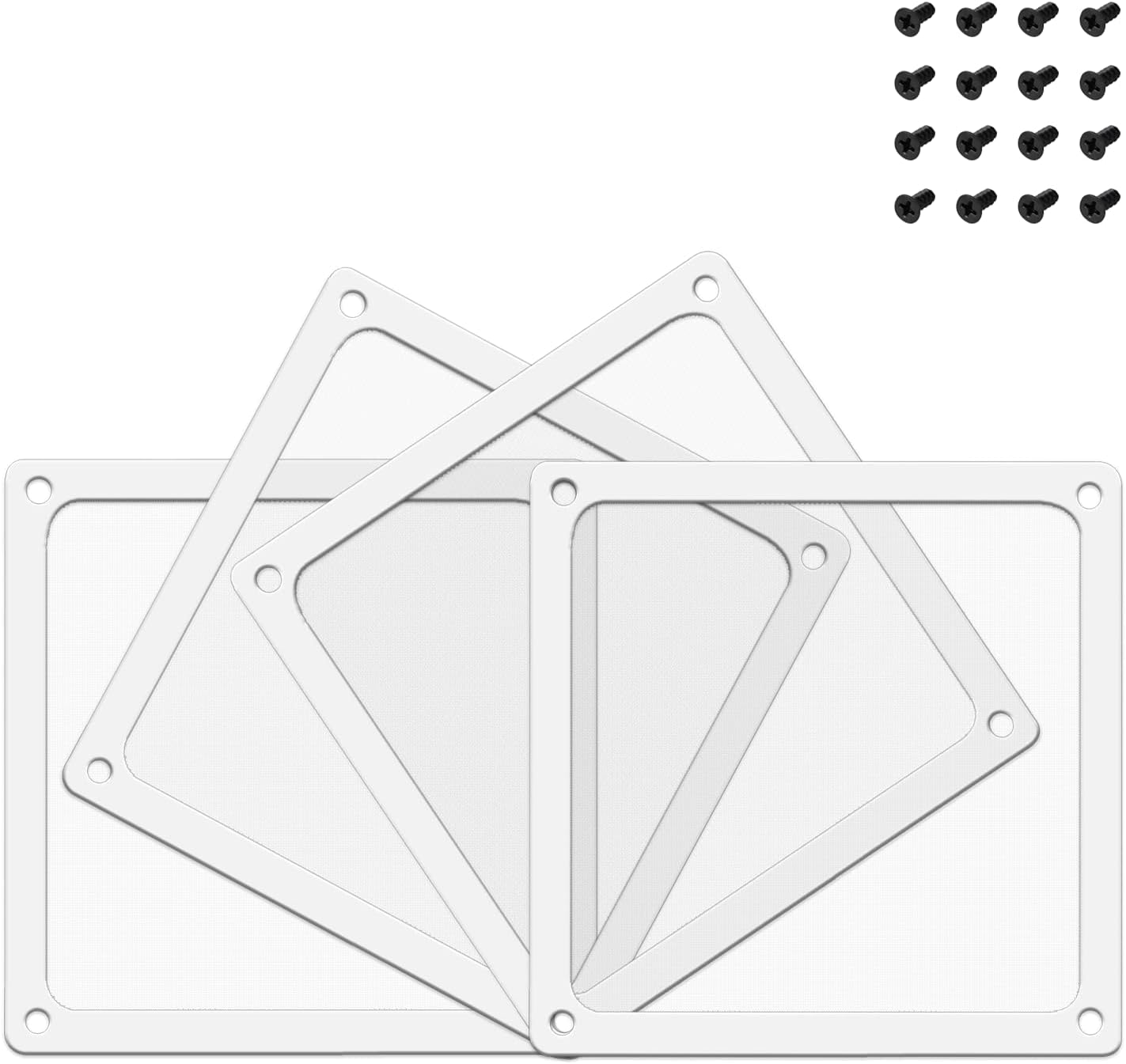 Dust Filter 120mm with Screws for Computer Cooler, PSU, Routers - Nylon 80 Mesh, Magnetic Frame, PC Fan Dust Mesh - 4Pack, White