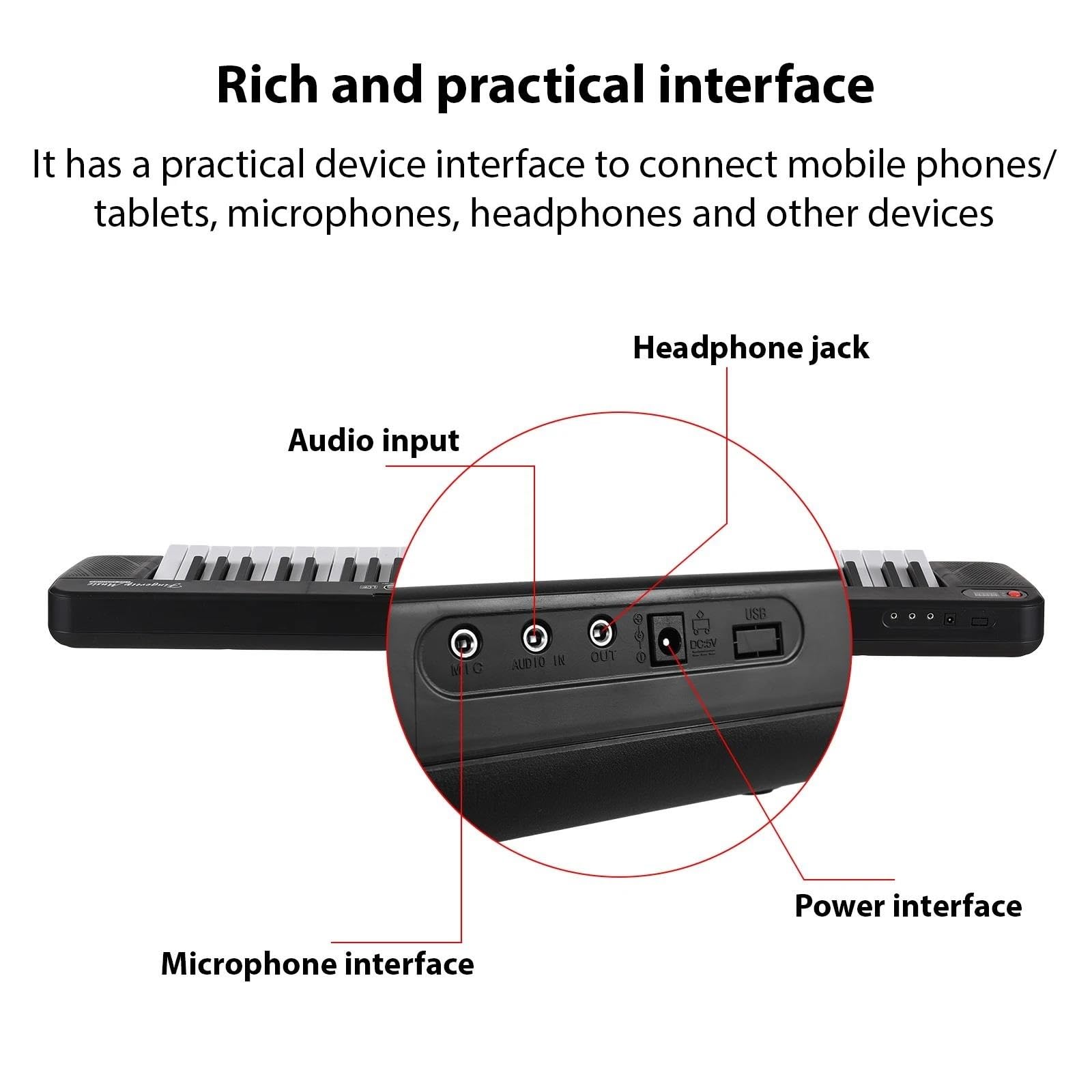 Amazon | プロ仕様の電子キーボード 61鍵電子ピアノ 多機能ポータブル
