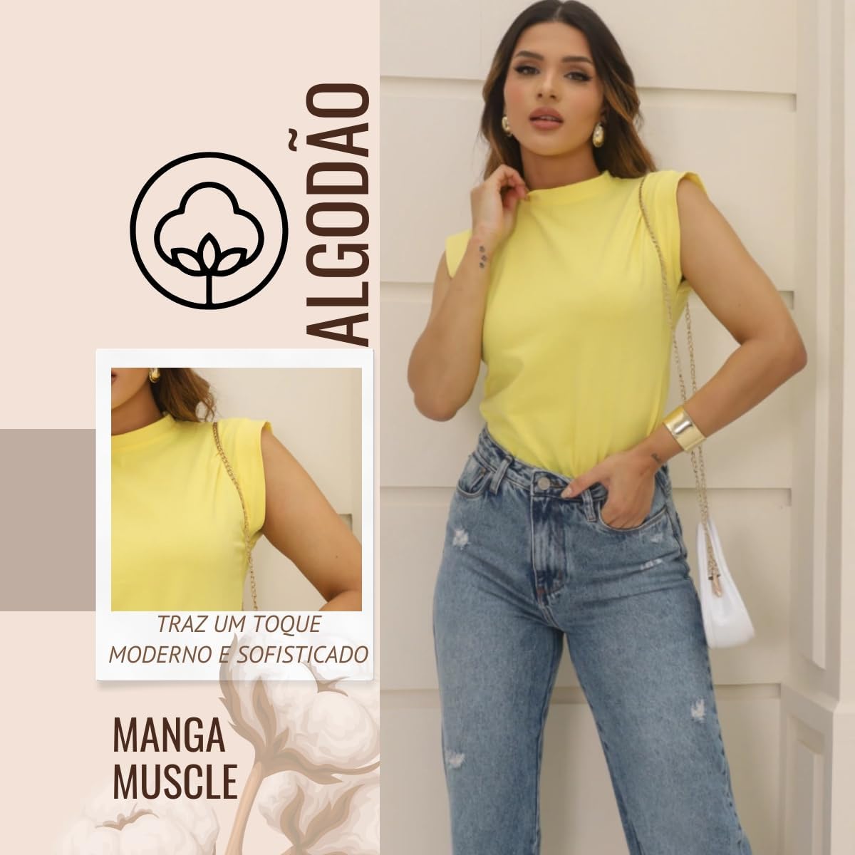 Camiseta Blusa Muscle Feminina Gola Alta Tee T-Shirt Minimalista Básica Social – Estilo, Conforto e Qualidade - YASDA Camiseta Blusa Muscle Feminina Gola Alta Tee T-Shirt Minimalista Básica Social – Estilo, Conforto e Qualidade - YASDA