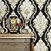 JZ27 Luxury Damask Wallpaper Rolls, Black/Gold/Silver Embossed Texture Victorian Wall Paper Home Bedroom Living Room Hotels Wall Decoration 20.8"x 31ft