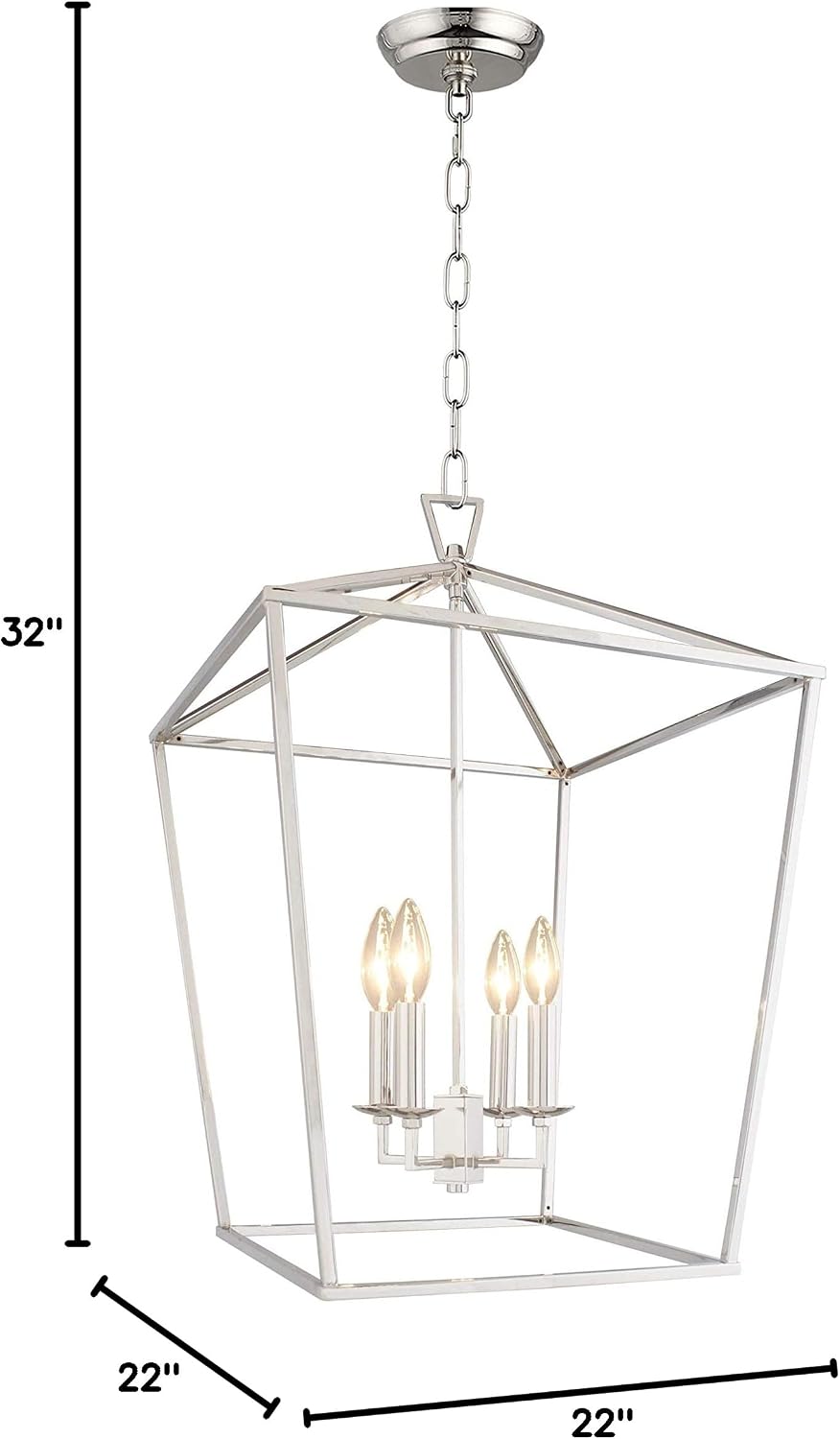 Darlana Openwork Lantern Pendant Stairway Entry Kitchen Hall Foyer Fixture Chandelier (Chrome)