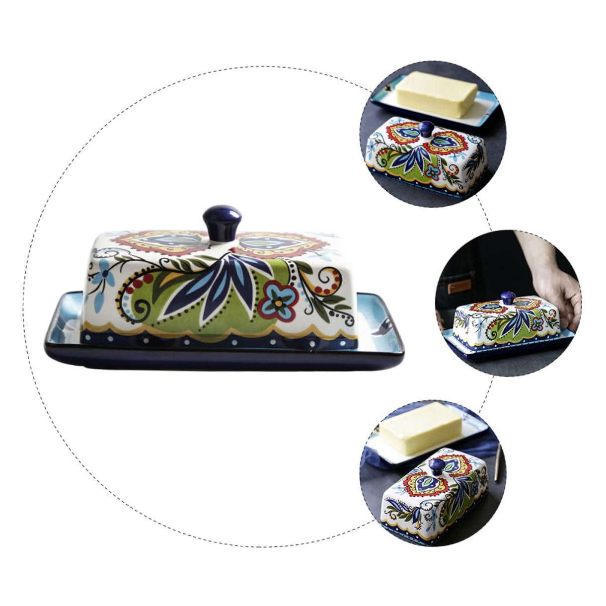 Beurrier en Céramique Vintage Rectangulaire Étroit, 250g