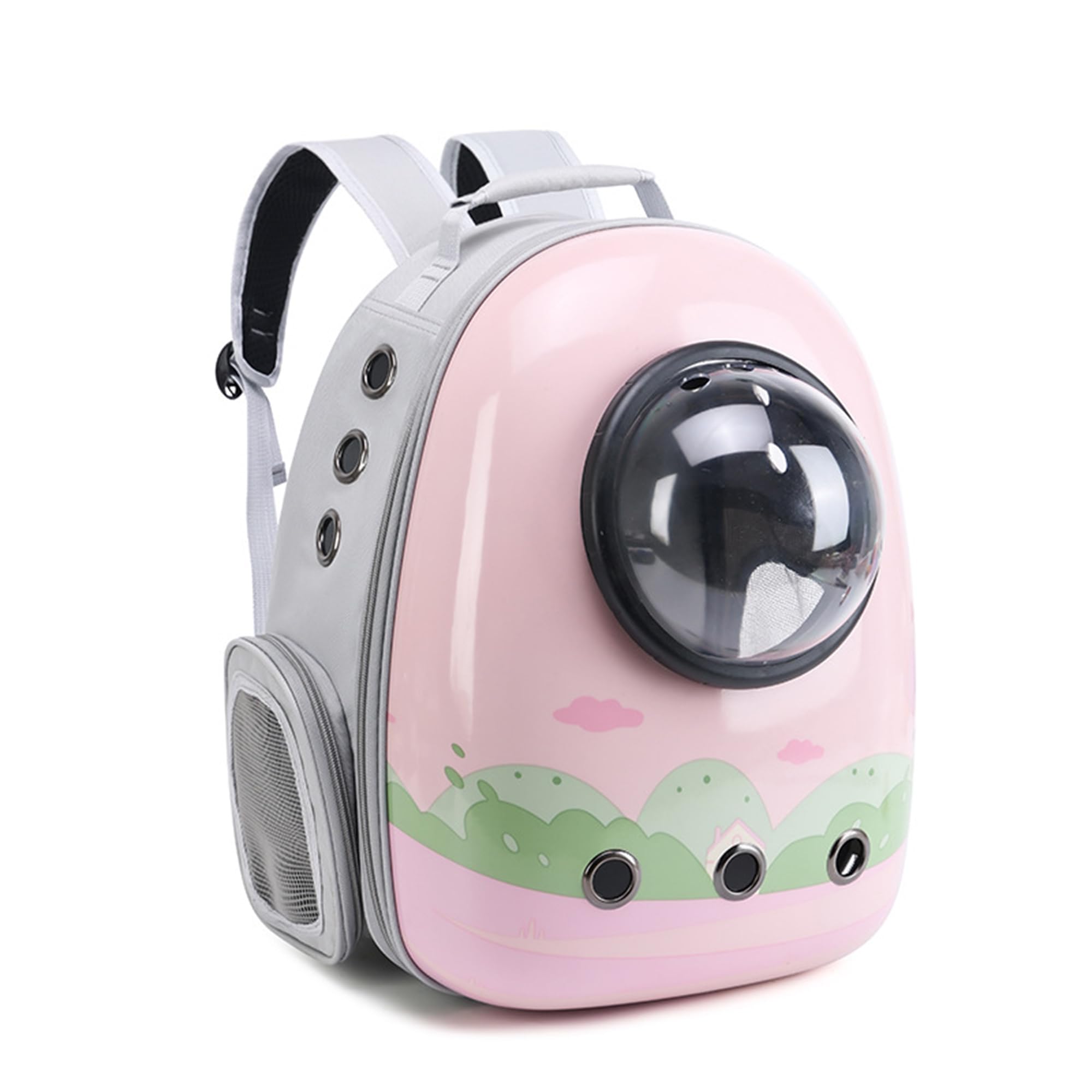 Junbec-pet Cat Carriers Backpack,Theme Design Bubble Bag for Kitten and Puppies About 8 lbs,Designed for Travel, Hiking, Walking,Camping& Outdoor Use (Grey)