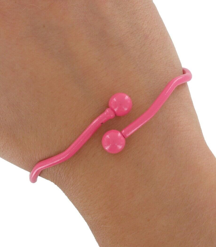 Hot Pink Retro Plain Enamel Wave Wrap Around Layering Bracelet 1970s Fashion Bracelets for Women Trendy Accessories for Women Stylish Additions Chic Details