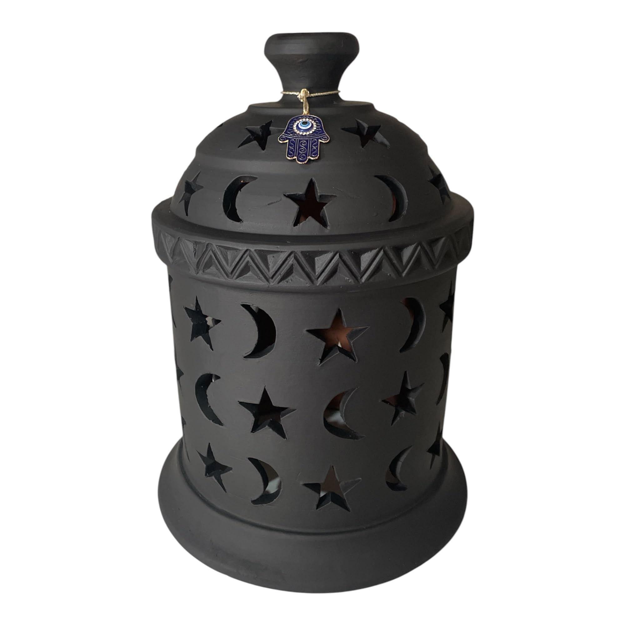Portavelas orientales M de terracota – Farol artesanal marroquí hecho a mano – Decoración interior y exterior – Ambiente luminoso oriental – Pieza única
