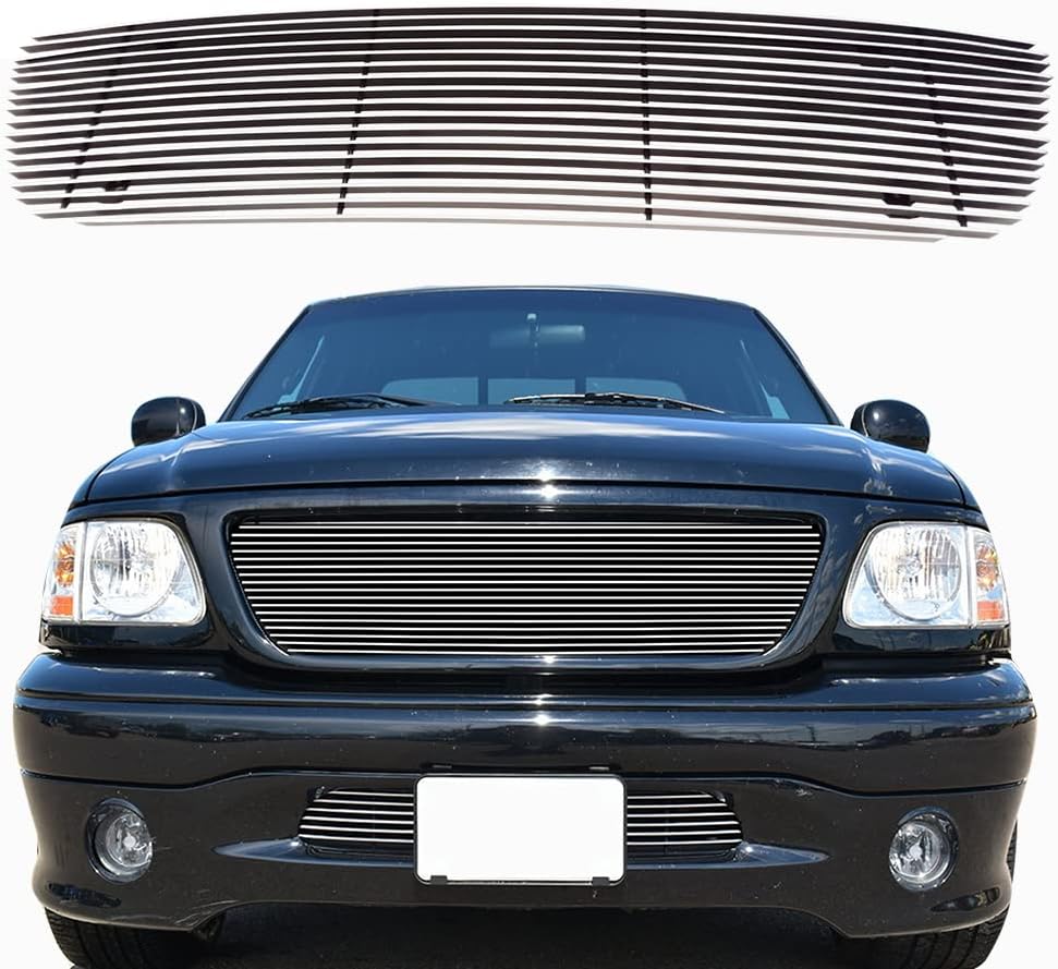Front Grille Inserts for 1999-03 Ford F150/Lightning/Harley Davidson Billet Grille Chrome Grill Insert 2000 2001 2002 Main Upper