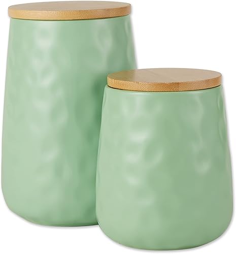 DII Kitchen Accessories Collection, juego de recipientes de cerámica mate texturizada, espuma de mar, hoyuelos, 2 piezas