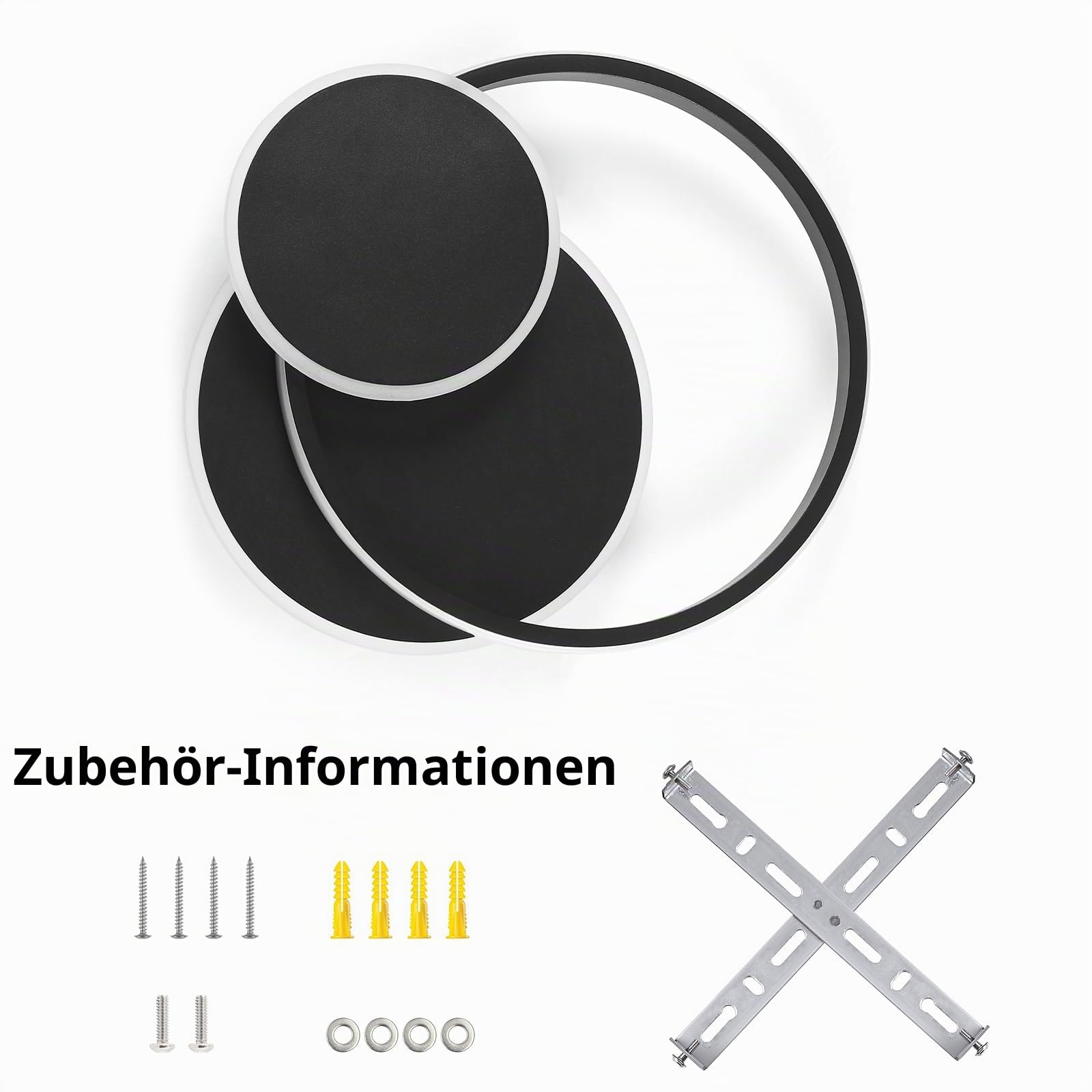 LED Deckenleuchte Wohnzimmer Deckenlampe, 33W Deckenleuchte Moderne mit Fernbedienung Dimmbar,3000K-6500K 3 Ring-Design Aluminium Led Deckenlampe für Wohnzimmer Schlafzimmer Küche,Schwarz,35*32*6.5cm
