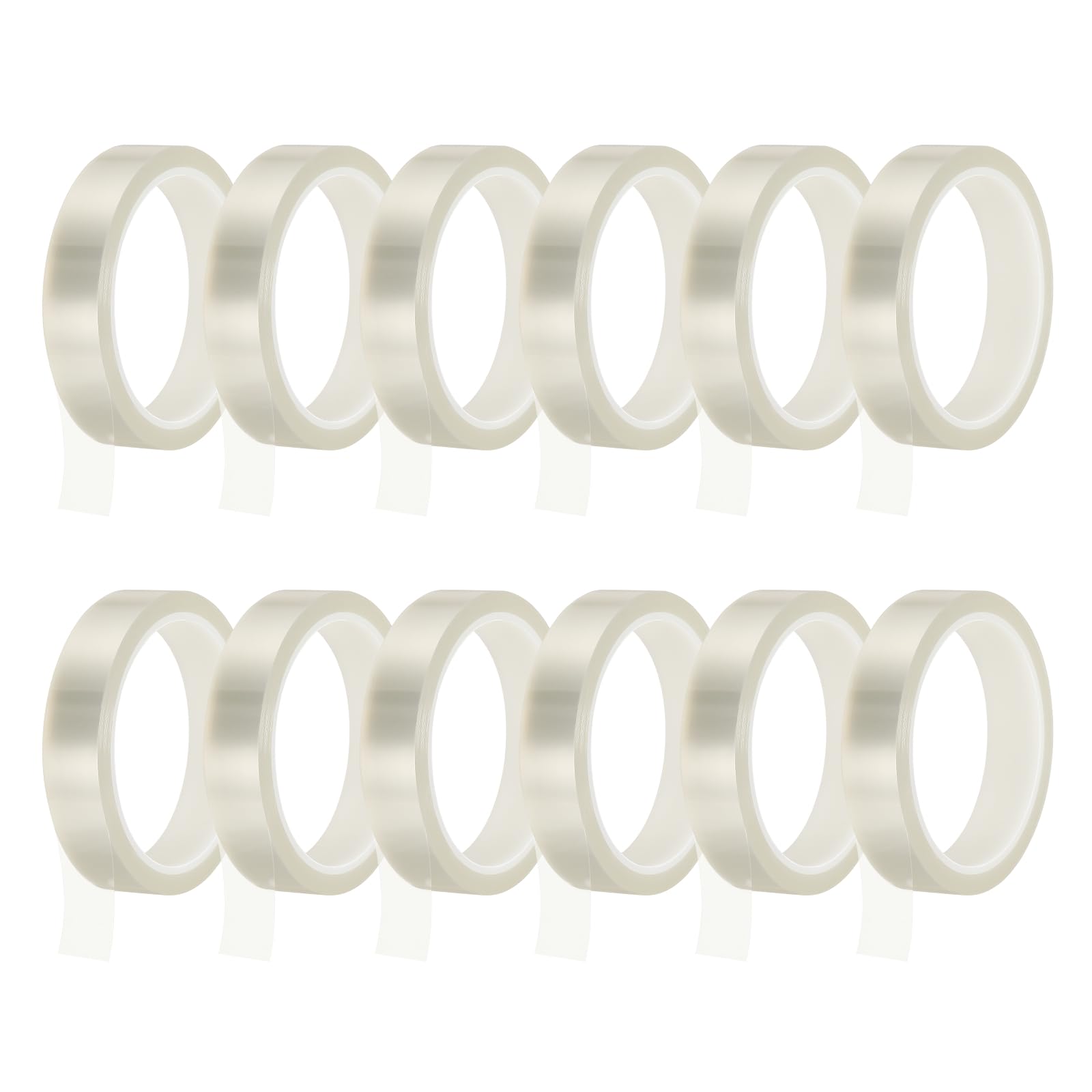 sourcing map 12 Rolls Heat Tape, 20mm x 33m(108FT) No Residue High-Temperature Resistant Tape Heat Transfer Tape for Sublimation Electronics 3D Printing Soldering, Transparent