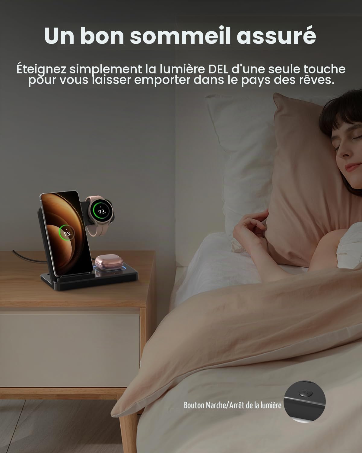 GEEKERA Chargeur Induction Pliable pour Samsung, 3 en 1 Station de Charge pour Samsung S25/S24/S23/S22/ZFlip/Fold, Chargeur sans fil pour Galaxy Watch 8/7/6/5/4, Wireless Charger pour Galaxy Buds-Noir