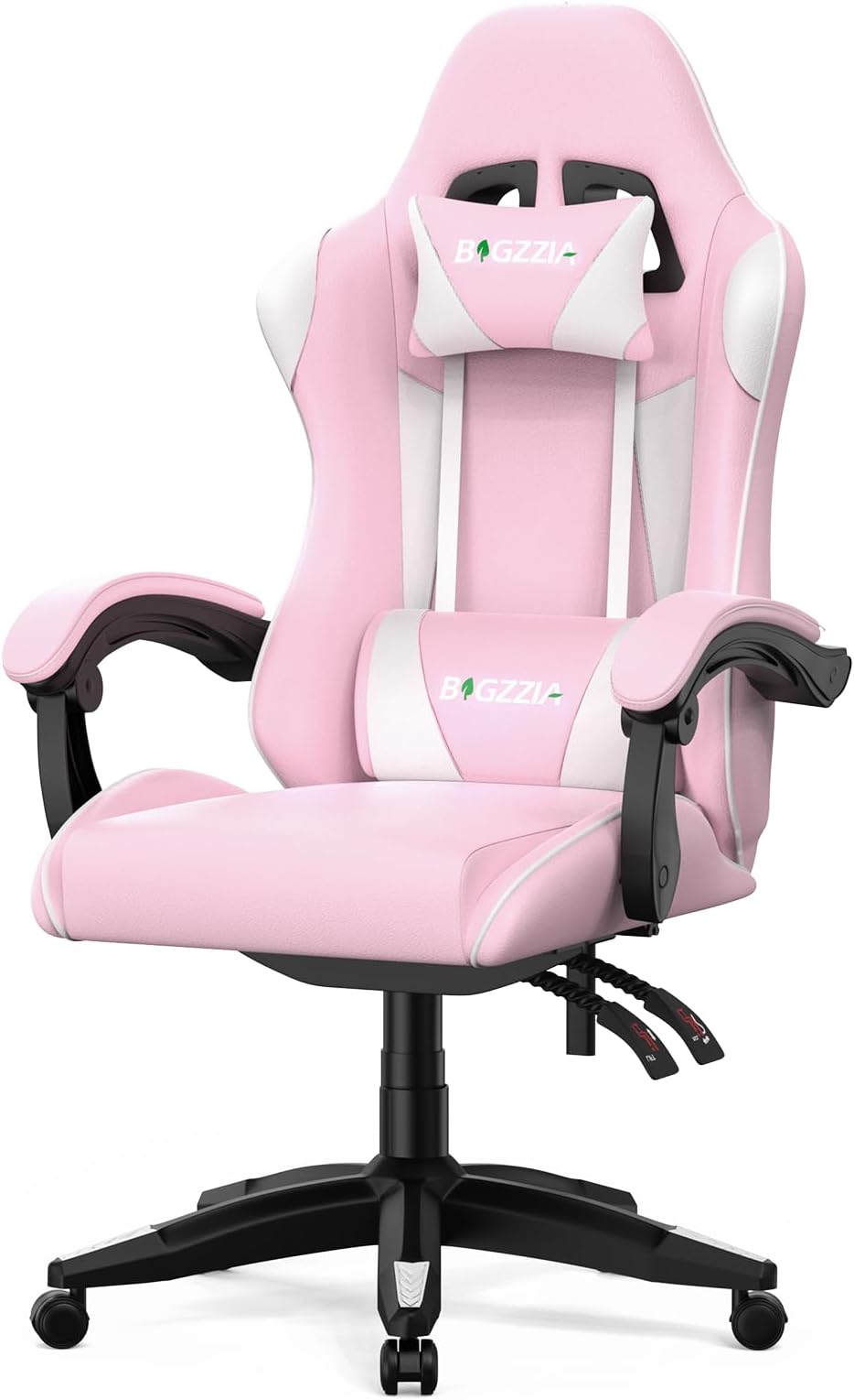bigzzia Gaming Chair Office Chair Desk Chair Swivel Heavy Duty Chair Ergonomic Design with Cushion and Reclining Back Support (Pink and White)