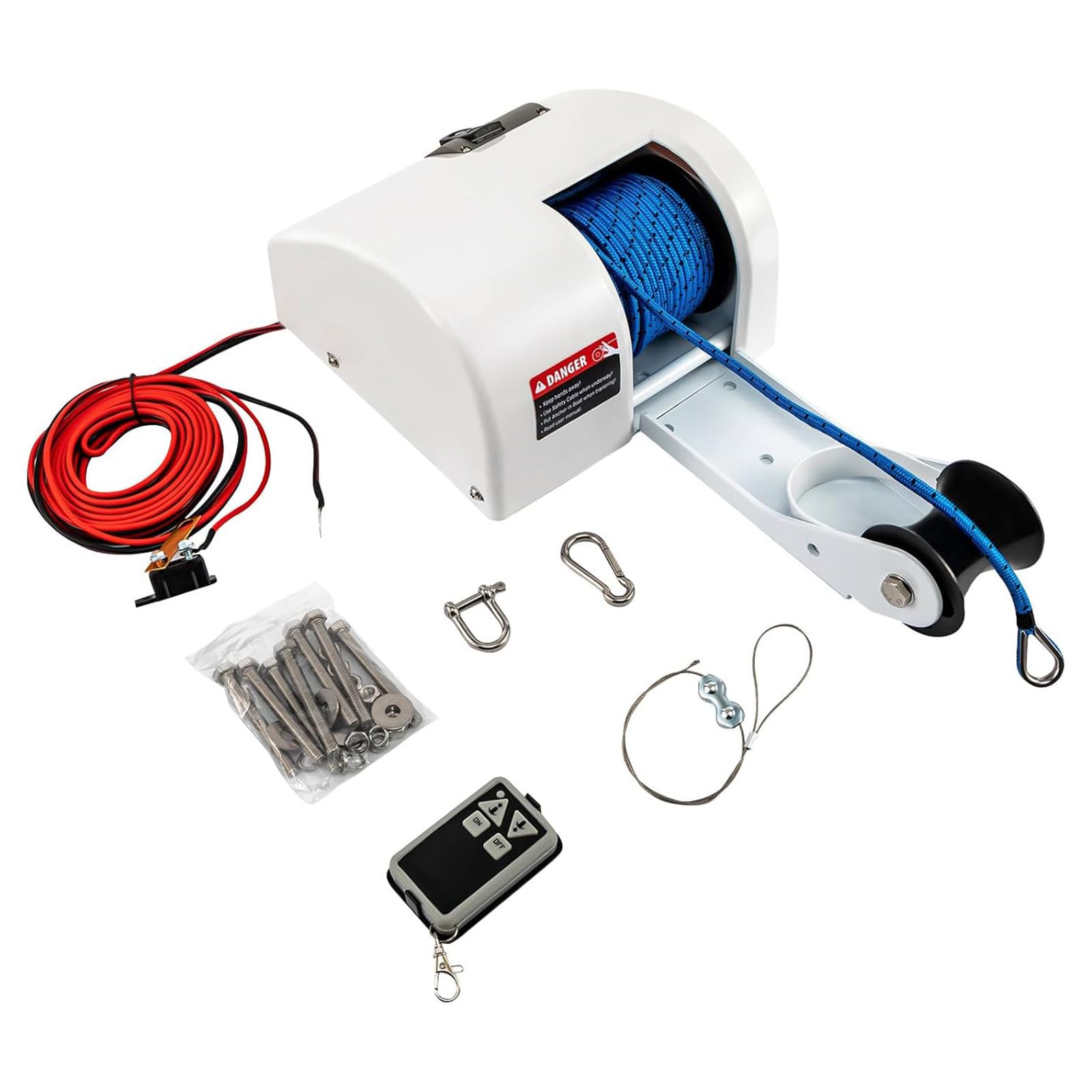 Verricello elettrico con telecomando, resistente, 12 V, per pesca marina e barche da pontone