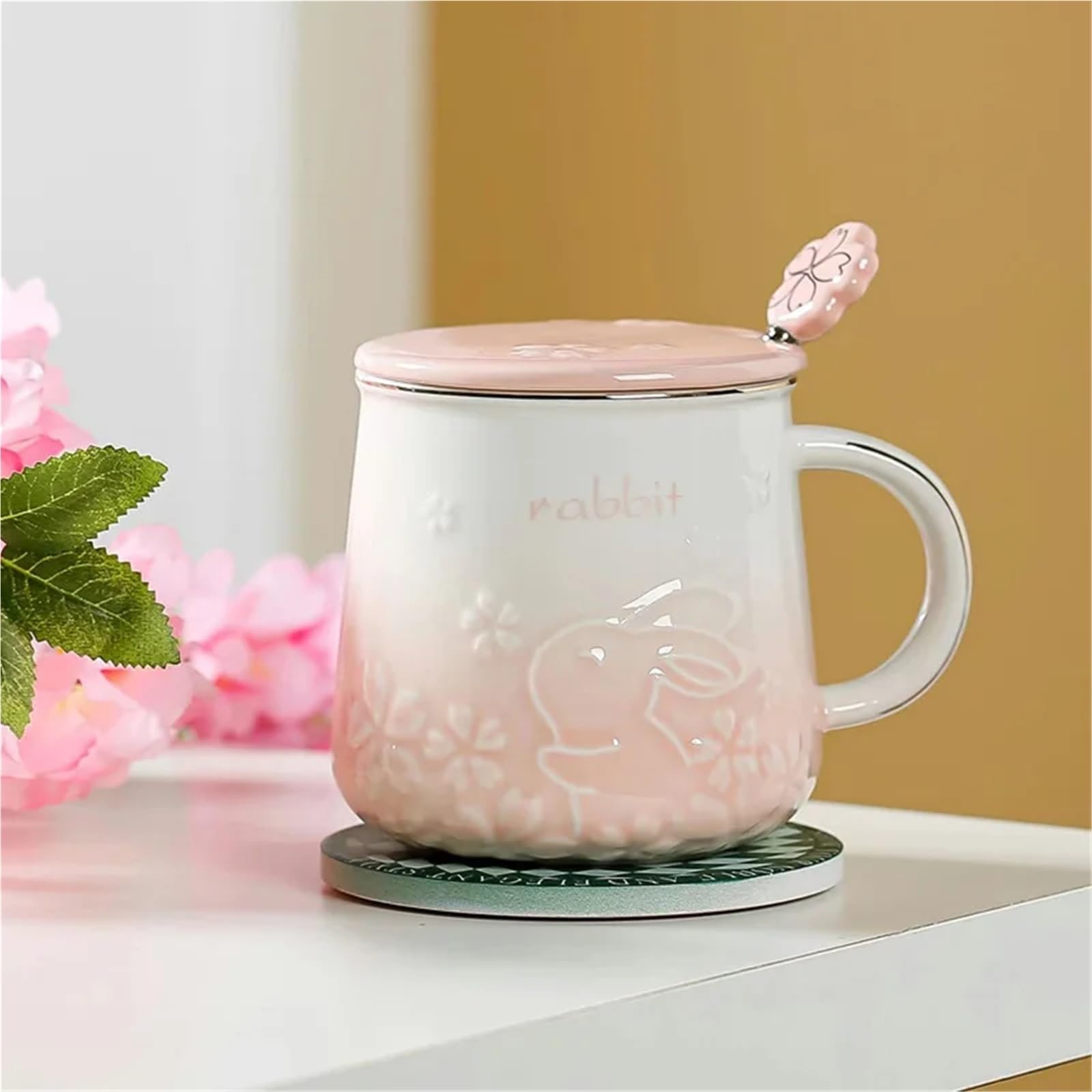 2 szt. Królik Sakura Wzór Ceramiczny Herbata Kawa Kubki Sok Śniadanie Kubki Proste Domowe Typ Ręczny