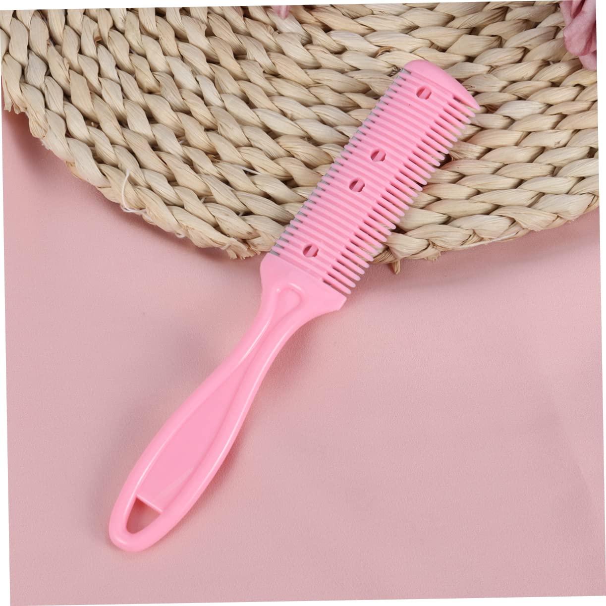OUNONA 3Pcs Hair Cutter Trimmer Double Sided Haircut Comb with Stainless Steel Razor for Precision Cutting Shaping Long Short Hair for Wigs Pink