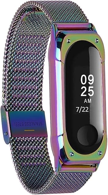 KOMI Watch Band Compatible with Xiaomi mi Band 6 5 Strap, Stainless Steel Replacement Wristband for Mi Band 4 3 Bracelet(mesh-colorful)