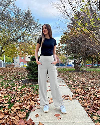 Image of Promover Wide Leg Pants Woman Yoga Pants with Pockets Stretch Loose Casual Lounge Sweatpants Petite /Regular /Tall