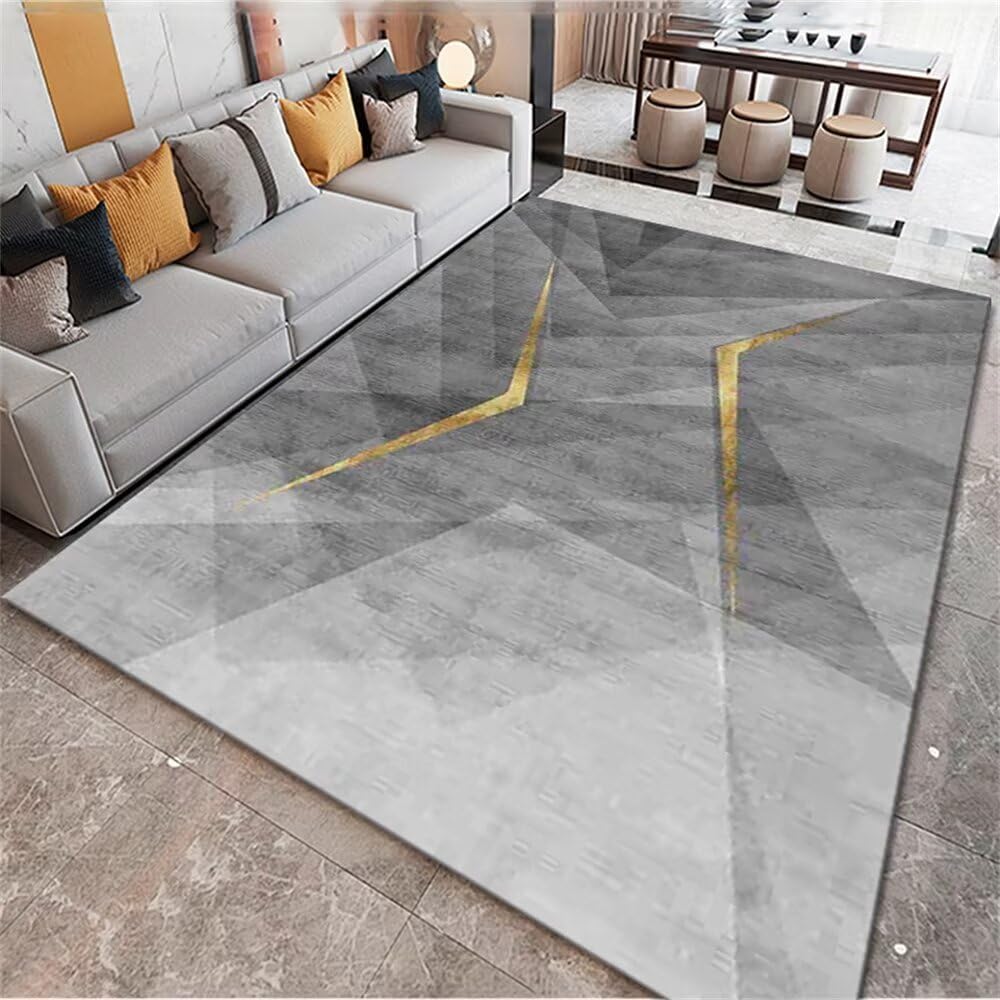 Tapis enfant gris et jaune géométrique antidérapant 160x230cm
