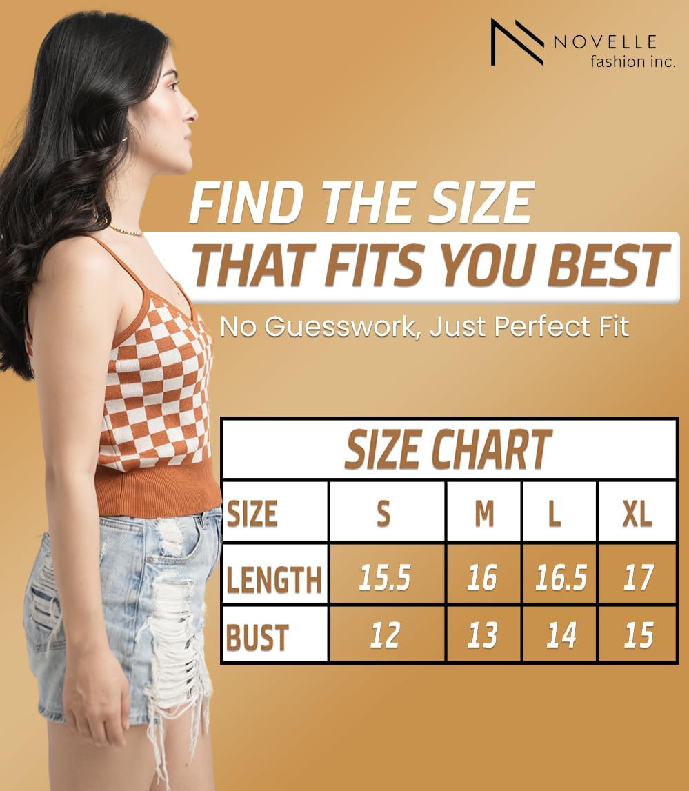 Womens Sleeveless tank top in Caramel Cafe/white combo Small Size | Spring Tops For Women in Checkerboard Pattern | Double Front & Back V-Neck Tank Tops For Casual wear, travel, Brunch & more - Image 6