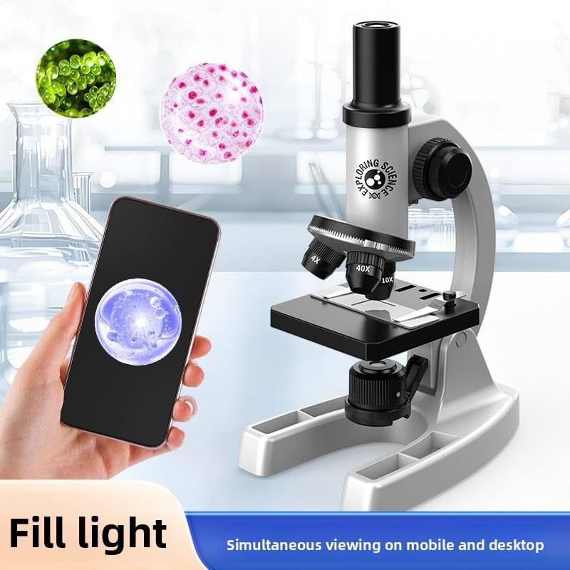 Image of Lukzer Scientific Compound Microscope for Kids with 4X, 10X & 40X Objective Lenses | Educational Biology Microscope for School Lab, STEM Learning, Slides, Specimen Observation & Science Projects