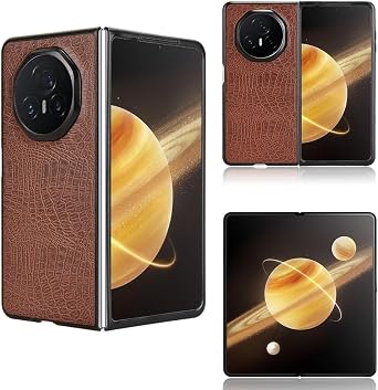 Drop Protection Case Compatible with Honor Magic V3,PU Leather + Rigid PC Ultra Slim Phone Case Compatible with Honor Magic V3 5G FCP-AN10 Case Cover Brown