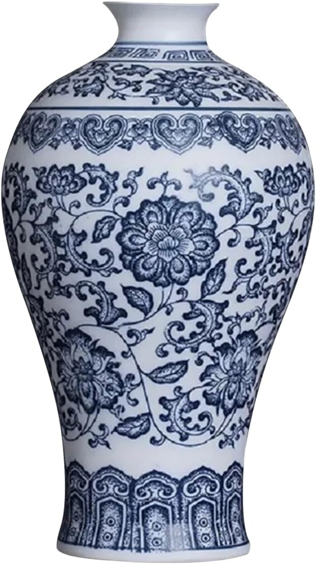 Blue and White Ceramic Vase – Floral Porcelain Vase for Wedding Centerpiece, Tabletop, Dining Table & Party Decoration, Home Decor
