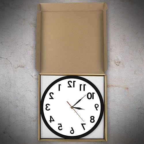 Miniatura 8 de The Geeky Days Reloj de pared con marco de metal hacia atrás, sin tictac, reloj de pared inverso, funciona con pilas, reloj digital creativo para