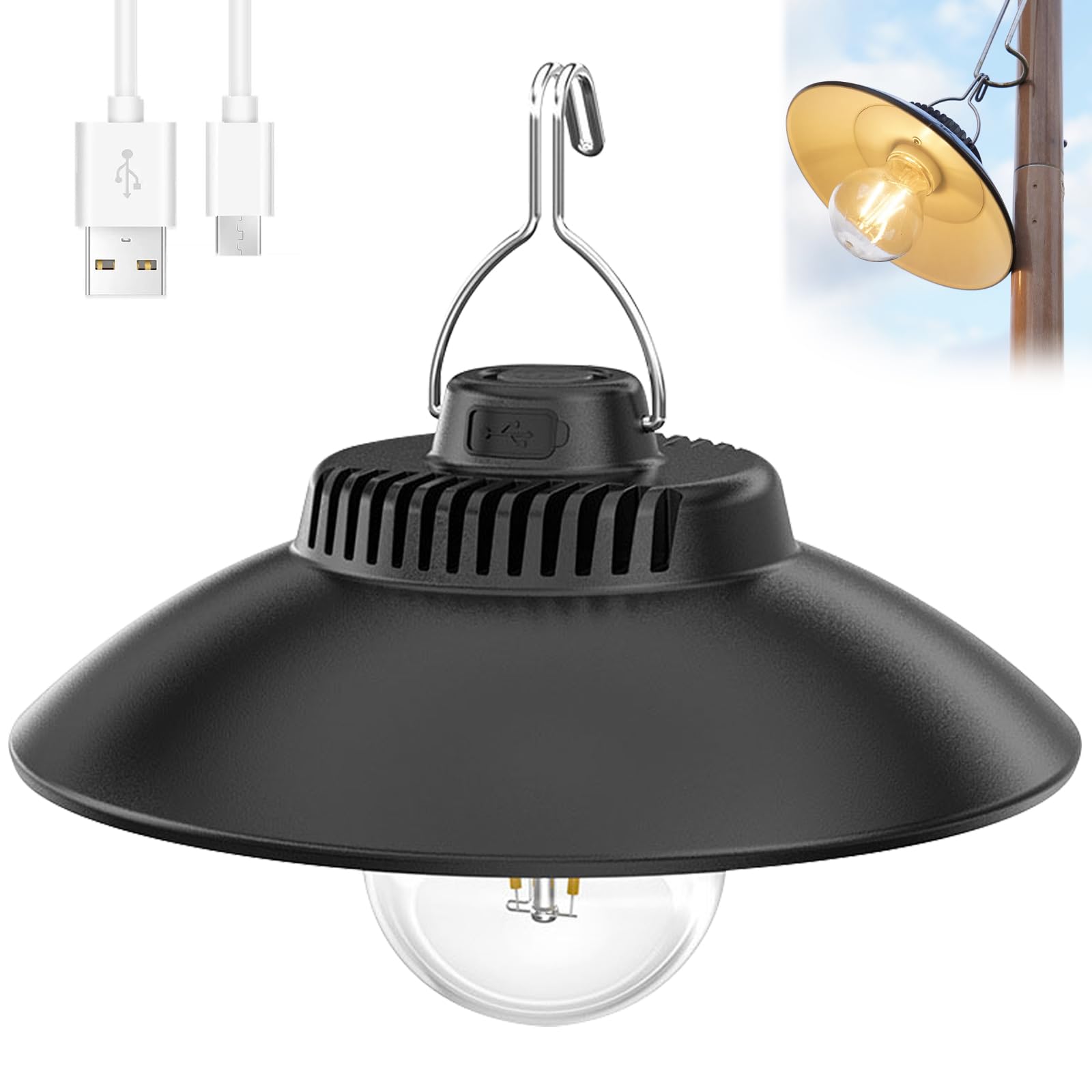 Wiederaufladbare Camping Laterne – LED Outdoor Lampe Mit USB-C, Wasserdicht, Dimmbar, 300 Lumen