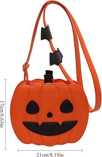 Miniatura 6 de Bolso de Halloween con diseño de calabaza, bolso cruzado novedoso de piel sintética, bolso cruzado de calabaza de Halloween