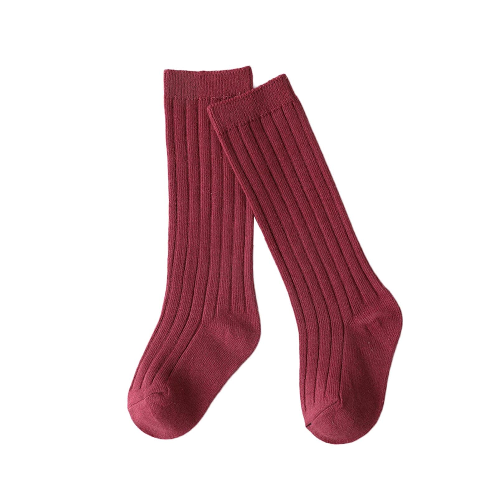 RNTOP Unisex Kids and Toddlers' Knee High Socks Infant Seamless Mid Calf Socks Floor Socks Children Fashion Crew (Hot Pink, S)